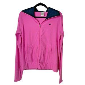 Nike Fit Dry Women's Long Sleeve Pink Running Activewear Jacket Pockets Size M